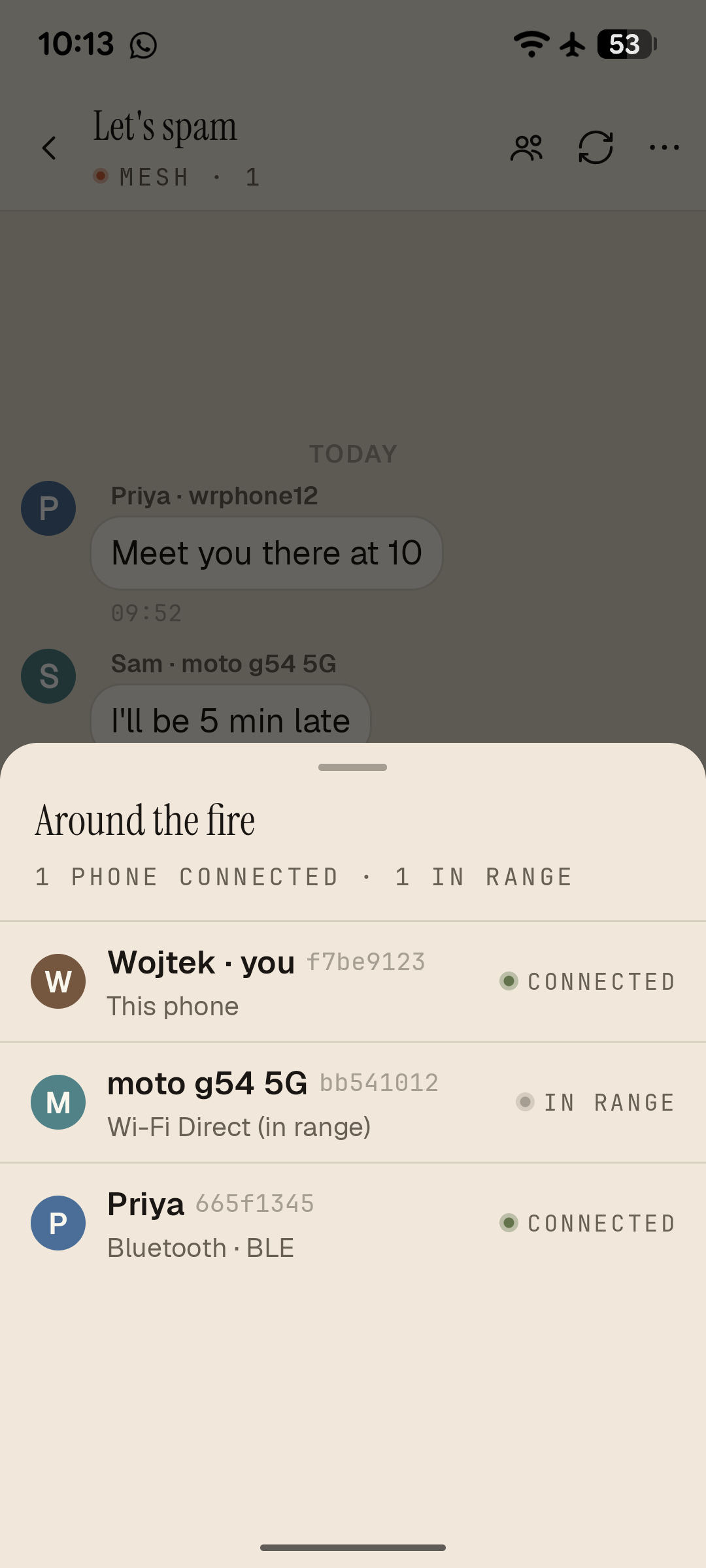 Per-room chat screen